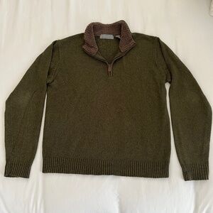 Oscar De La Renta Mens XL 1/4 Zip Sweater w/ Fleece Collar detail